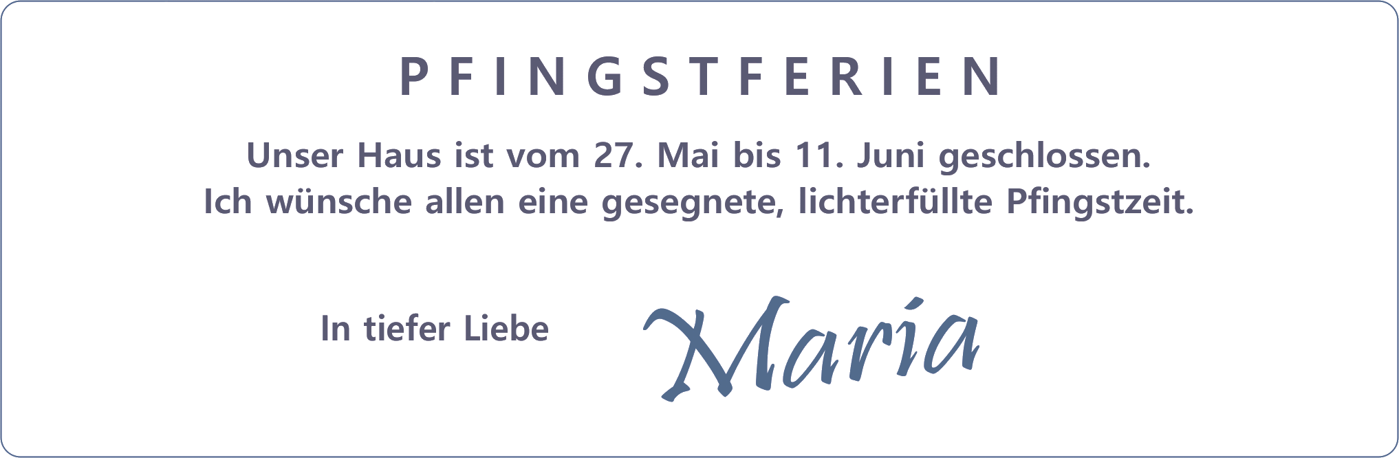 Pfingstferien 2023